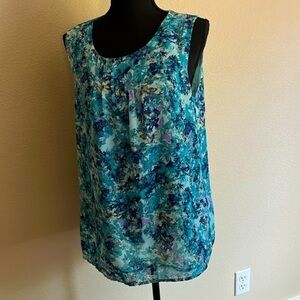 Printed blouses Sleeveless lined blue top​​​